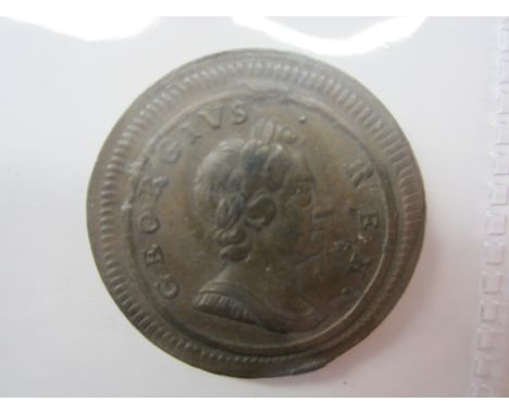 George I,Farthing, 1719, second issue, laureate and cuirassed bust right, R.Britannia seated left, date in exergue (S.3662). 