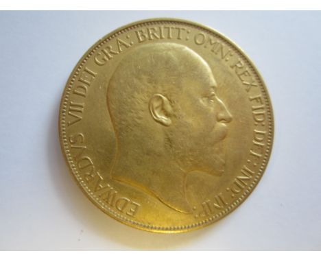 Edward VII,Five Pounds 1902, bare head right, R.St.George and the dragon (S.3965).  Light contact marks, good very fine. (1)T