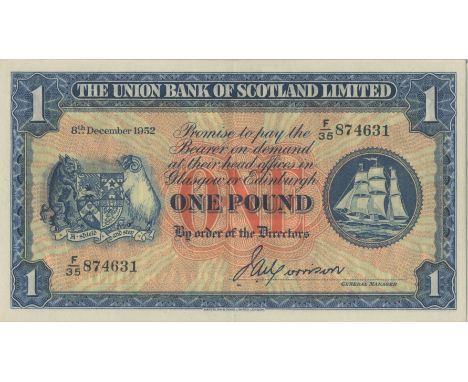 The Union Bank of Scotland Limited,£1 (7),  31 May 1938, M/14 340220, 14 January 1942, R/36 879505, 10 April 1944, T/13 32369