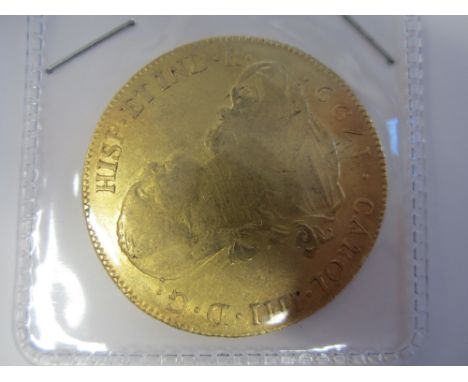 Bolivia,Eight Escudos, 1799PTS PP, armoured bust right, R.Crowned arms within Order chain, legend IN UTROQ FELIX AUSPICE DEO 