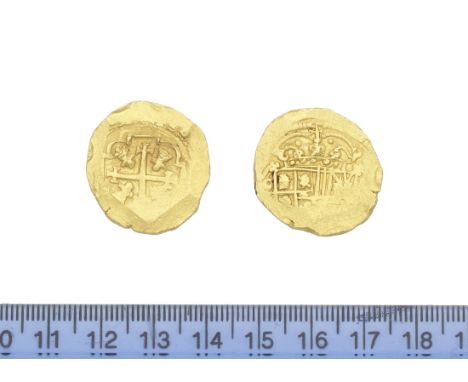Mexico,4 Escudos, 1713, 13.48g, legend and date around crowned arms, R.Legend around cross (KM#55.1).  Good fine or better. (