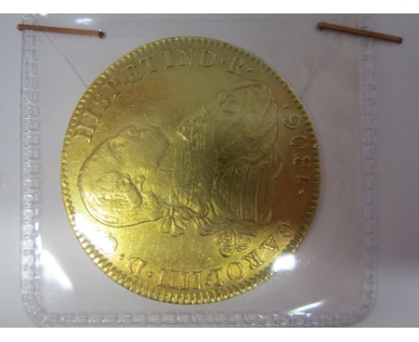 Mexico,Eight Escudos, 1806TH, armoured bust right, R.Crowned shield flanked by 8 S in order chain (KM#159).  Very fine and wi