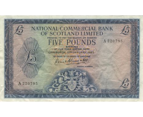The National Commercial Bank of Scotland Limited,£5 (14), 16 September 1959 (3), B, D, G prefixes, 3 January 1961 (2), G, J p