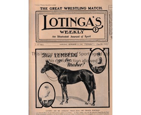 FOOTBALL MAGAZINES 1910 - 1925     Three magazines: Lotinga's Weekly 10/9/1910 including Woolwich Arsenal, Tottenham Hotspur,