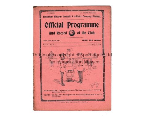 TOTTENHAM HOTSPUR       Fold out home programme for the League match v Oldham Athletic 17/4/1914.     Generally good