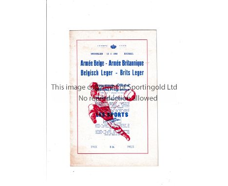 DUNCAN EDWARDS / BRITISH ARMY 1956      Programme for Belgium Army v British Army 12/2/1956 in Brussels. The British team inc