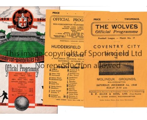 WOLVERHAMPTON WANDERERS     Twenty eight home programmes including v Coventry 1/12/45, v Huddersfield Town 12/10/46. From the