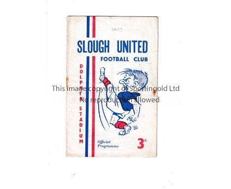 SLOUGH UNITED 1946/7      Home  programme for the Friendly v 7th Carpation Rifle Battalion of the Army of Poland 2/11/1946, s