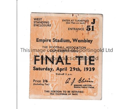 1939 FA CUP FINAL     Ticket for Portsmouth v Wolves.     Generally good