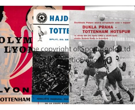 TOTTENHAM HOTSPUR      Three programmes for away European ties v Dukla Prague 61/2, Olympique Lyonnais 67/8 and Hajduk Split 