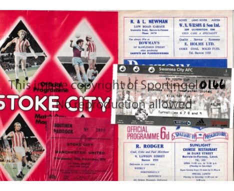 MANCHESTER UNITED        Single sheet programme and unused match ticket for the Youth Cup tie at Swansea 2/2/2012, the progra