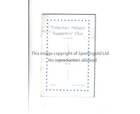TOTTENHAM HOTSPUR      Supporters' Club official handbook 1957/8.     Good