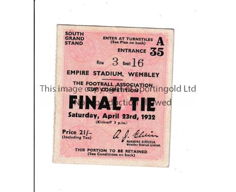 1932 FA CUP FINAL     Seat ticket for Arsenal v Newcastle United.      Good