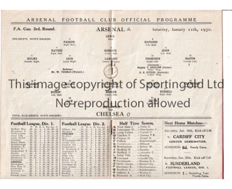 ARSENAL       Home programme for the League match v Birmingham 15/3/1930, very slightly creased.    Good