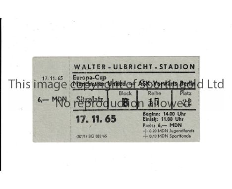 1965 EUROPEAN CUP         ASK Vorwarts Berlin v Manchester United played 17/11/1965 at Walter Ulbricht Stadion, Berlin. Rare 