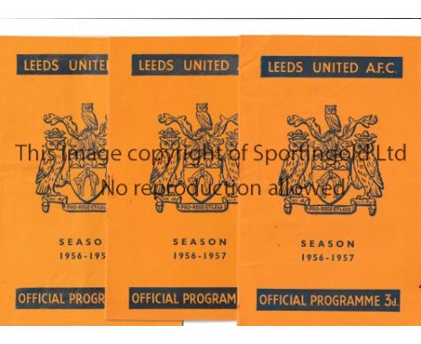 LEEDS UNITED         Full set of 1st team programmes for season 1956/7 comprising 23 in total, 22 League including the postpo