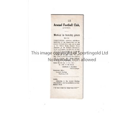ARSENAL 1936     Report of Directors and Statement of Accounts 30/5/1936.       Good