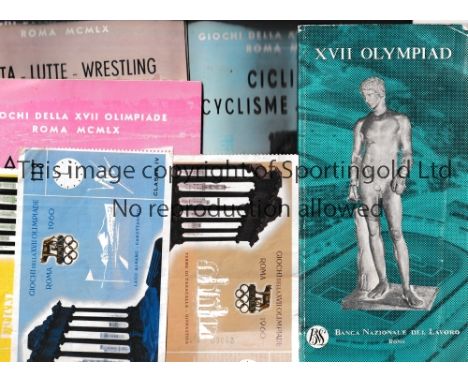 1960 OLYMPICS ROME     Programmes and tickets for Rowing 30/8/1960 and Wresting, plus a programme for Cycling 29/8/1960, a ti