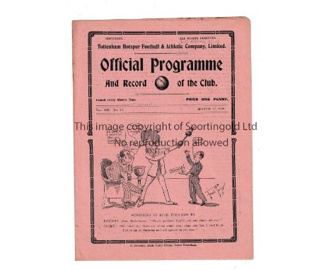 TOTTENHAM HOTSPUR V ARSENAL 1920      Programme for the London Combination League match at Tottenham 27/3/1920.    Very good
