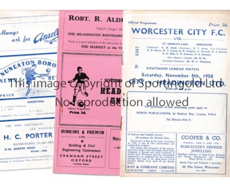 HEADINGTON UNITED     Three Southern League programmes: home v Kettering Town 22/3/1958, very slightly creased and 2 aways v 