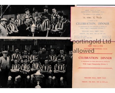 EBBW VALE 1952/3 CHAMPIONSHIP WINNERS MEMORABILIA   Includes a celebration dinner menu, celebration dinner ticket and two tea
