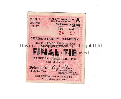 1949 FA CUP FINAL      Seat ticket for Wolves v Leicester City.      Good