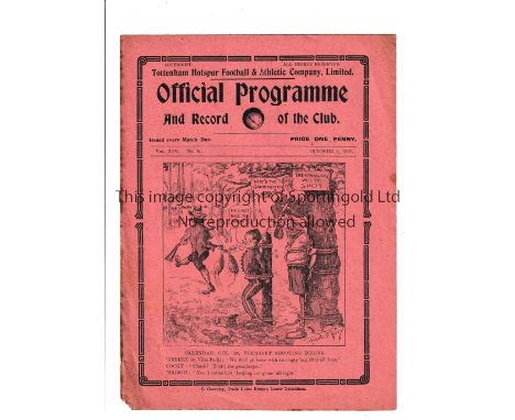 TOTTENHAM HOTSPUR V MANCHESTER UNITED 1921     Programme for the League match at Tottenham 8/10/1921, tiny paper loss at the 