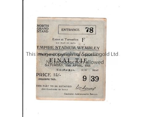 1925 FA CUP FINAL      Seat ticket for Cardiff City v Sheffield United.     Good