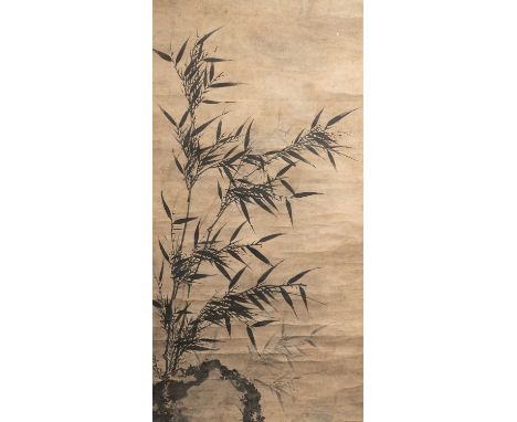 ANONYMOUS (LATE YUAN/EARLY MING DYNASTY)ROCK AND BAMBOO A Chinese hanging scroll painting, ink on paper, with one artist's se