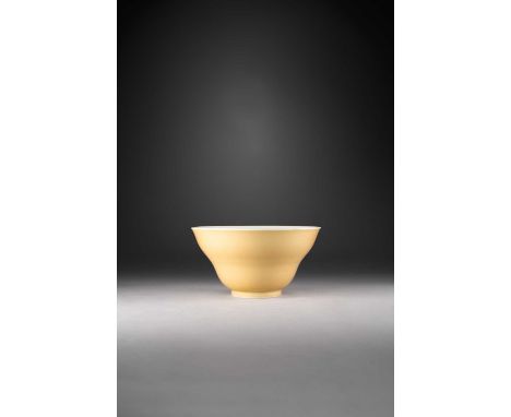 A RARE CHINESE PALE CAFE-AU-LAIT OGEE-SHAPED BOWLSIX-CHARACTER QIANLONG MARK AND OF THE PERIOD 1736-95The circular waisted bo