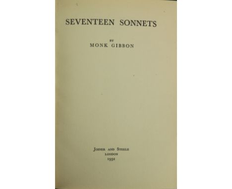 Very Good Association  Gibbon (Monk)&nbsp;Seventeen Sonnets, 8vo, L. (Joiner and Steele) 1932,&nbsp;First Edn.,&nbsp;Signed&n