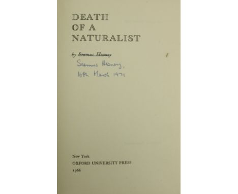 Heaney (Seamus)&nbsp;Death of a Naturalist, N.Y. 1966, O.U.P.,&nbsp;First U.S. Edn., orig. cloth in orig. d.w., V.g.,&nbsp;Si