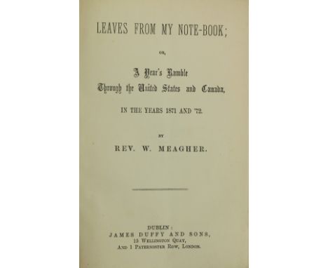American Tour by Co. Tipperary Priest  Meagher (Rev. W.) Templemore,&nbsp;Leaves from My Note-Book; or, A Year's Ramble Throu
