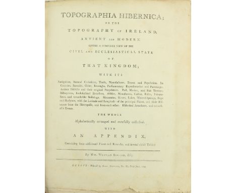 With Engraved Plates  Seward (Wm. Wenman)&nbsp;Topographia Hibernica; or The Topography of Ireland, Ancient and Modern,... 4t