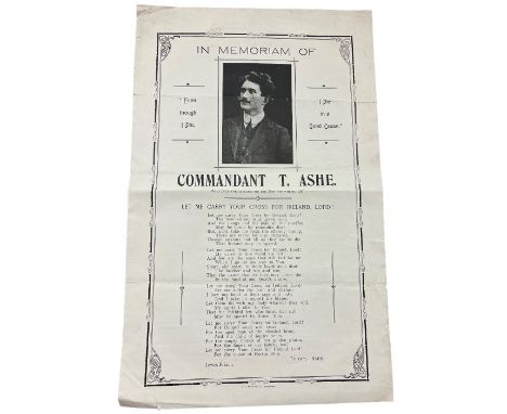 Ashe (Thomas) [1885-1917] In Memoriam of Commandant T. Ashe, who died for Ireland on the 25th September 1917. Broadside Poste