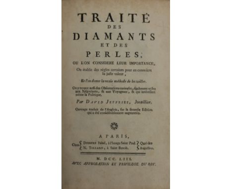 Diamonds &amp; Pearls:&nbsp; Jefferis (David)&nbsp;Traite des diamants et des perles, ou l'on considere leur importance, et e