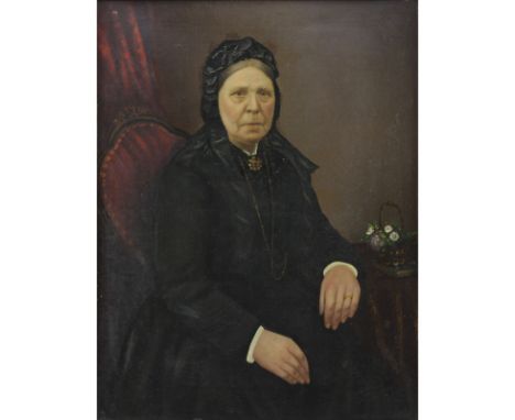19th Century Oil on Canvas "Portrait Of A Woman In Black" Unsigned. Old restoration, minor flaking. Measures 21" x 16" (sight