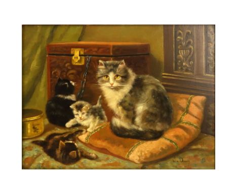 Jan van Doorn, Dutch (b. 1916) Oil on panel "A Proud Mother" Signed lower right. Good condition. Measures 11-1/2" x 15-1/2", 