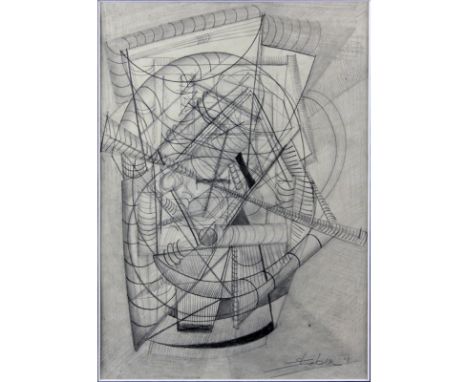 Mark Streben, Swiss (born 1969) Pencil sketch on paper. Signed and dated lower right, inscribed verso. Toning or in good cond