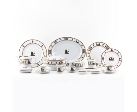 One Hundred Ten (110) Cartier "La Maison De Louis Cartier" Limoges Dinnerware. Includes: 19 dinner plates 10-1/2", 22 salad p