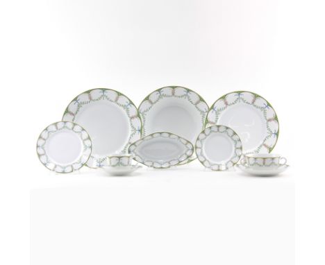 One Hundred Sixty (160) Limoges Raynaud Ceralene "Festivities" Dinnerware. Includes: 36 dinner plates, 10-3/4", 36 salad plat
