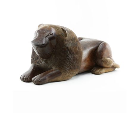 Antonio Juliao, Brazilian (20th Century) Folk Art Wood Carving of a Jacaranda Lion. Signed on underside, dated 1992. Some rub