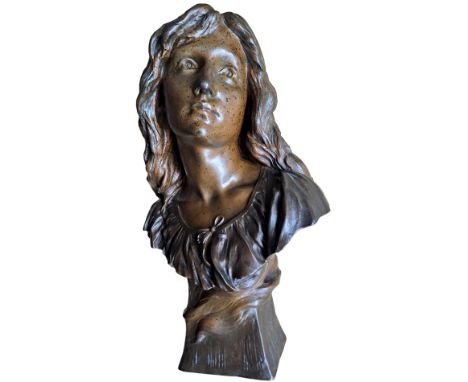 MENGIN, Paul Eugène (*5. Juli 1853 Frankreich †1937),Marianne/Büste einer jungen Frau, Bronze, dunkel patiniert, sign. U. Gie