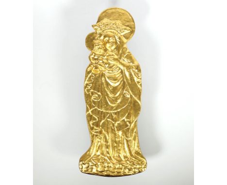 RELIEF, Maria mit Jesus, Nachguss eines Originals v. d. Glockeder Münsteraner Überwasserkirche, Bronze, vergoldet, H 47,5 cm 