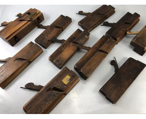 Collection of ten vintage box plane tools