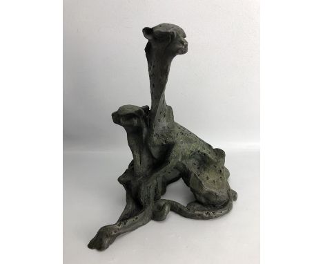 Abstract bronze of leopards, approx 36cm in height