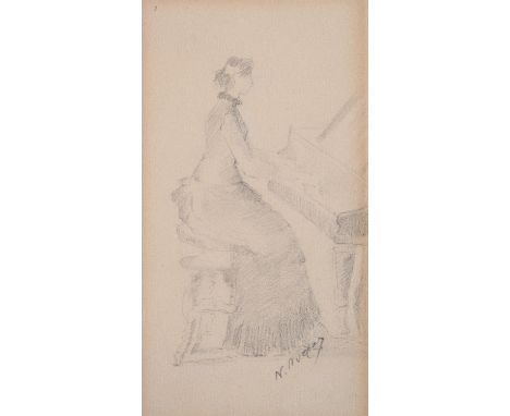 Nikiforos (Nicéphore) Lytras (Greek 1832-1904)Lady playing the pianoPencilSigned lower right14 x 8cm (5½ x 3 in.)UnframedCond