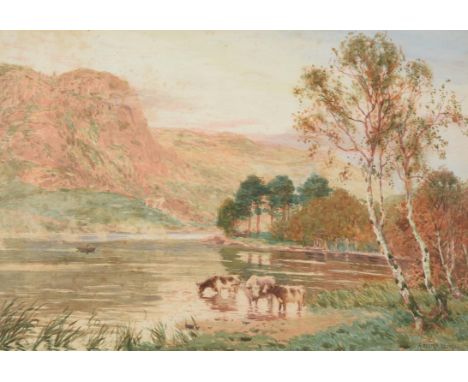 
	
		Alfred Heaton Cooper (British 1864-1929)
		Cows watering
		Watercolour 
		Signed lower right 
		36 x 52cm (14 x 20¼ in.)