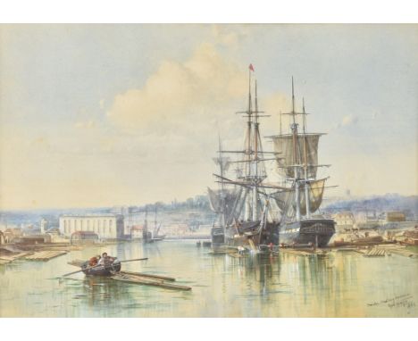 George Wolfe (British 1834-1890)Bristol Floating HarbourWatercolourSigned, titled and dated 1856 lower right24.5 x 34.5cm (9½
