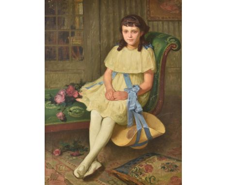 Pierre Bonnaud (French 1865-1930)Portrait of a young girl seatedOil on canvasSigned lower left115 x 87cm (45¼ x 34¼ in.)Prove
